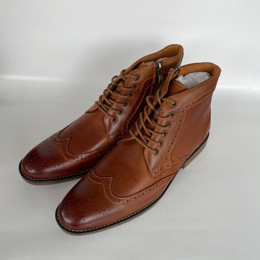 Kunsto  Genuine Leather Oxford Boots Men's Size 9.5 Brown